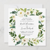Alabaster Floral Lijst Weddenschap | Vierkant Kaart (Voorkant)
