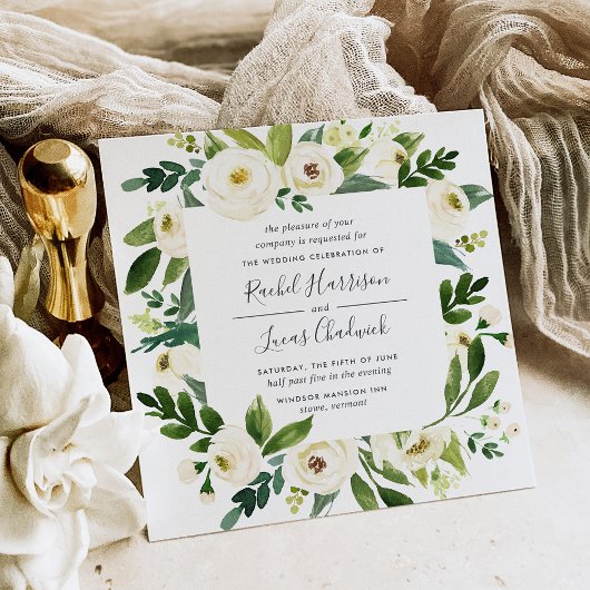 Alabaster Floral Lijst Weddenschap | Vierkant Kaart