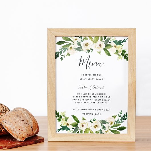 Alabaster Floral Menu Sign Poster