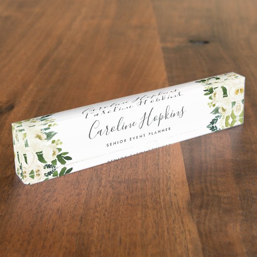 Alabaster Floral Naambordje (Zijkant)