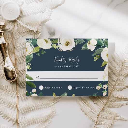 Alabaster Floral RSVP-kaart RSVP Kaartje