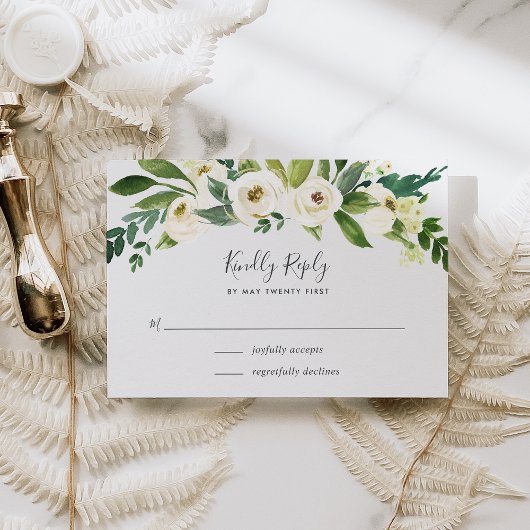 Alabaster Floral RSVP-kaart RSVP Kaartje