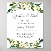 Alabaster Floral Signature Cocktail Menu Sign. Poster (Voorkant)