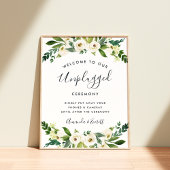 Alabaster Floral Unplugged Wedding Ceremony Sign Poster