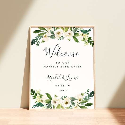 Alabaster Floral Weddenschap Welkom Poster