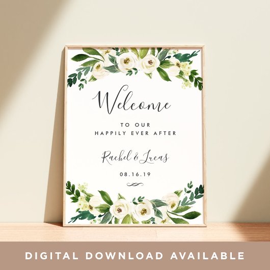 Alabaster Floral Weddenschap Welkom Poster