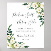 Alabaster Floral Wedding Ceremony Seating Poster (Voorkant)