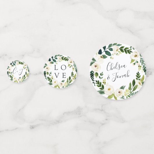 Alabaster Floral Wedding Confetti (Voorkanten)
