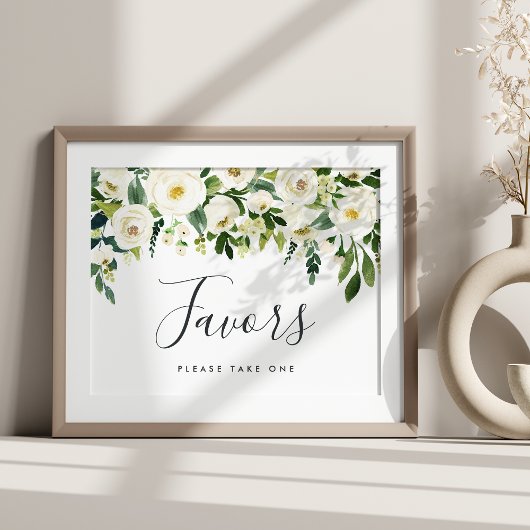 Alabaster Floral Wedding Favor Sign Poster