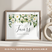 Alabaster Floral Wedding Favor Sign Poster
