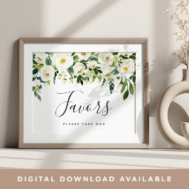 Alabaster Floral Wedding Favor Sign Poster