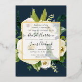 Alabaster Floral Wedding Gold Foil Uitnodiging (Voorkant)