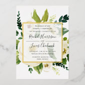 Alabaster Floral Wedding Gold Folie Uitnodiging (Voorkant)