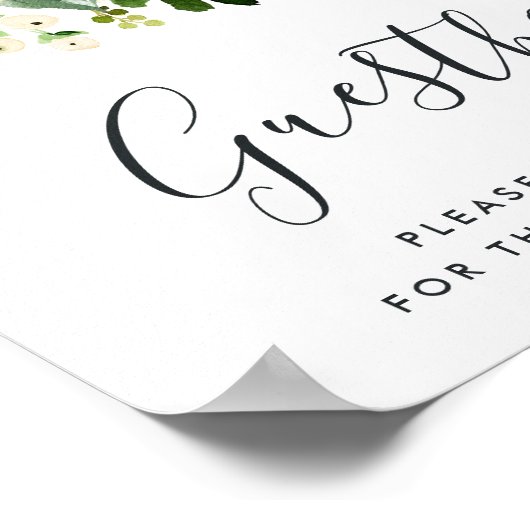 Alabaster Floral Wedding Guestbook Poster (Hoek)