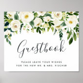 Alabaster Floral Wedding Guestbook Poster (Voorkant)