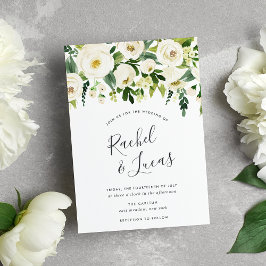 Alabaster Floral Wedding Invitation Kaart