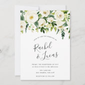 Alabaster Floral Wedding Invitation Kaart (Voorkant)