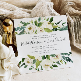 Alabaster Floral Wedding Invitation | Vierkant Kaart