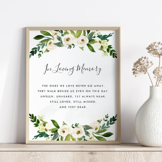Alabaster Floral Wedding Memorial Sign Poster