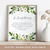 Alabaster Floral Wedding Memorial Sign Poster