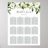 Alabaster Floral Wedding Seating Chart Poster (Voorkant)