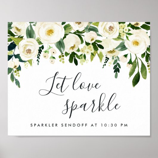Alabaster Floral Wedding Sparker Sendoff Sign Poster (Voorkant)