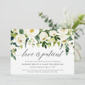 Alabaster Floral Wedding Uitstel Aankondiging (Staand voorkant)