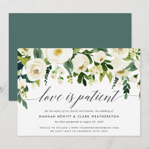 Alabaster Floral Wedding Uitstel Aankondiging