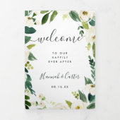 Alabaster Floral Wedding Welcome Letter Itinerary Drieluik Programma (Cover)