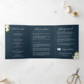 Alabaster Floral Wedding Welcome Letter Itinerary Drieluik Programma (Binnen)
