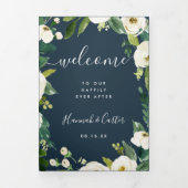 Alabaster Floral Wedding Welcome Letter Itinerary Drieluik Programma (Cover)