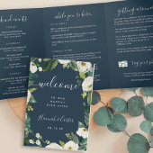 Alabaster Floral Wedding Welcome Letter Itinerary Drieluik Programma
