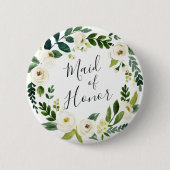 Alabaster Floral Wreath Maid of Honor Ronde Button 5,7 Cm (Voorkant)