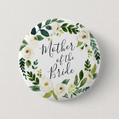 Alabaster Floral Wreath Moeder van de Bride Ronde Button 5,7 Cm (Voorkant)