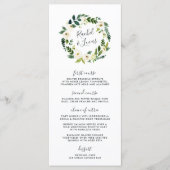 Alabaster Floral Wreath Wedding Menu Kaart (Voorkant)