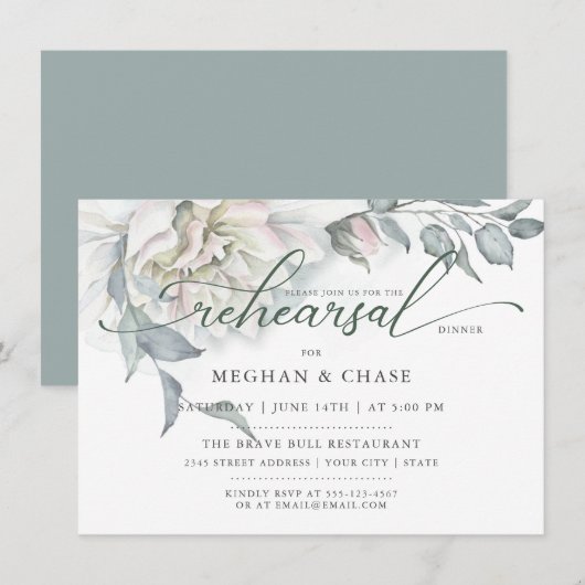 Alabaster Garden Floral Waterverf Kaart (Voorkant / Achterkant)