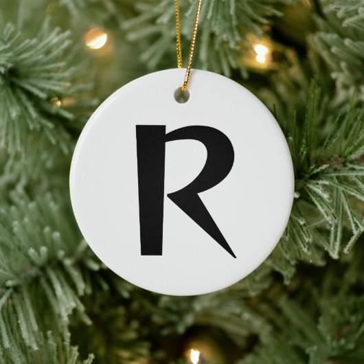 Alabaster Initiaal Letter Stijlvol Trendy Monogram Keramisch Ornament (Boom)