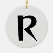 Alabaster Initiaal Letter Stijlvol Trendy Monogram Keramisch Ornament (Voorkant)