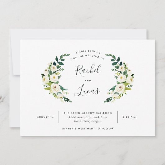 Alabaster Laurel Wedding Uitnodiging (Voorkant)