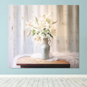 Alabaster Lelies Elegante Bloemen - Digitale Paste Canvas Afdruk (Insitu (Houten vloer))