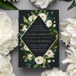 Alabaster | Lijst van groene en witte Floral Folie Uitnodiging