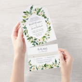 Alabaster | Lijst van witte Floral All In One Uitnodiging (Afscheurbaar)