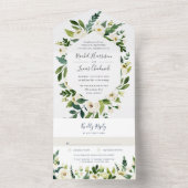 Alabaster | Lijst van witte Floral All In One Uitnodiging (Binnen)