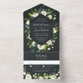 Alabaster | Lijst van witte Floral All In One Uitnodiging (Binnen)