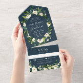 Alabaster | Lijst van witte Floral All In One Uitnodiging (Afscheurbaar)