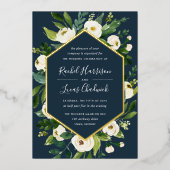 Alabaster | Lijst van witte Floral Folie Uitnodiging (Voorkant)