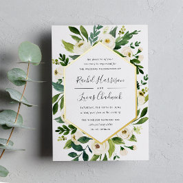 Alabaster | Lijst van witte Floral Folie Uitnodiging