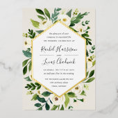 Alabaster | Lijst van witte Floral Folie Uitnodiging (Voorkant)