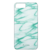 Alabaster Marble Pattern met naam turquoise Case-Mate iPhone Case (Achterkant)