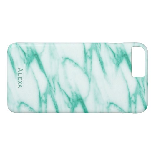 Alabaster Marble Pattern met naam turquoise Case-Mate iPhone Case (Achterkant (Horizontaal))
